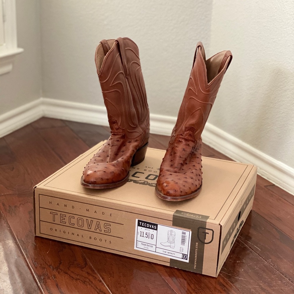 TACOVAS Boots Size 11.5 D Men’s in Pecan Ostrich